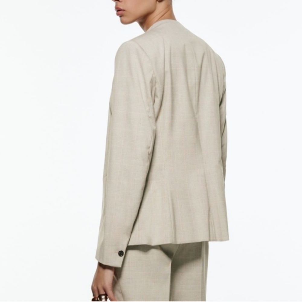 Zara Plaid Basic Blazer Single Button Oversized 2 - image 3